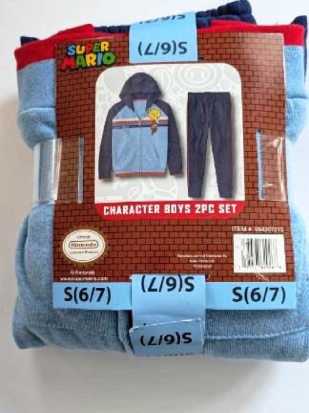 Super Mario Boys' Jacket and Jogger Set, Size Small 6/7 - New / Sealed